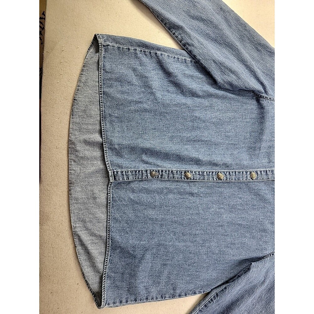 J. Jill Women's XS Blue Jean Denim Casual Collared Button-Up Blouse Western LS - Picture 3 of 10